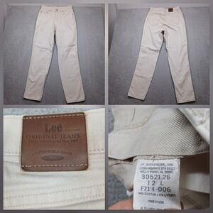 Lee Original Jeans Womens 12L‎ White Straight Leg Stretch USA